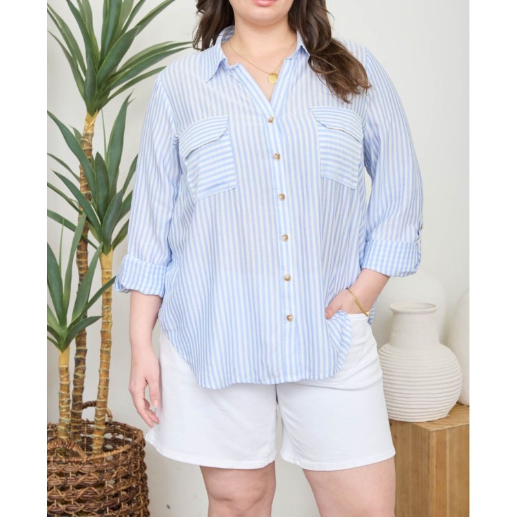 CAMISA RAYAS AZUL XL