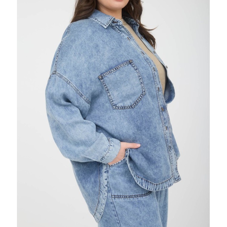 CAMISA PLUS DENIM DESLAVADO