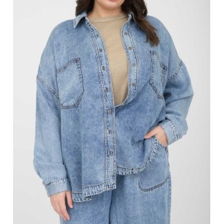 CAMISA PLUS DENIM DESLAVADO