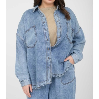 CAMISA PLUS DENIM DESLAVADO