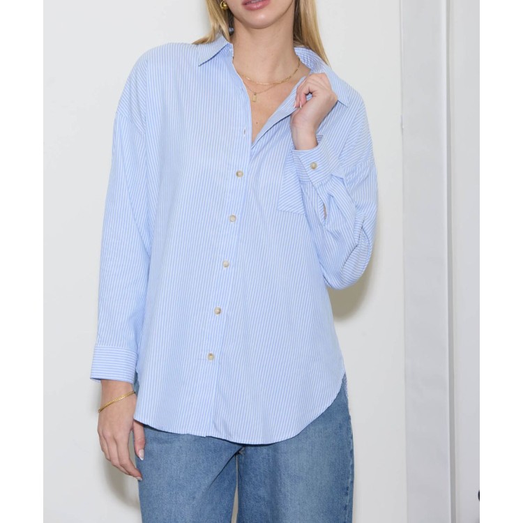 CAMISA RAYAS AZUL CLARO XL