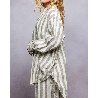 CAMISA GRIS LINEAS LARGA