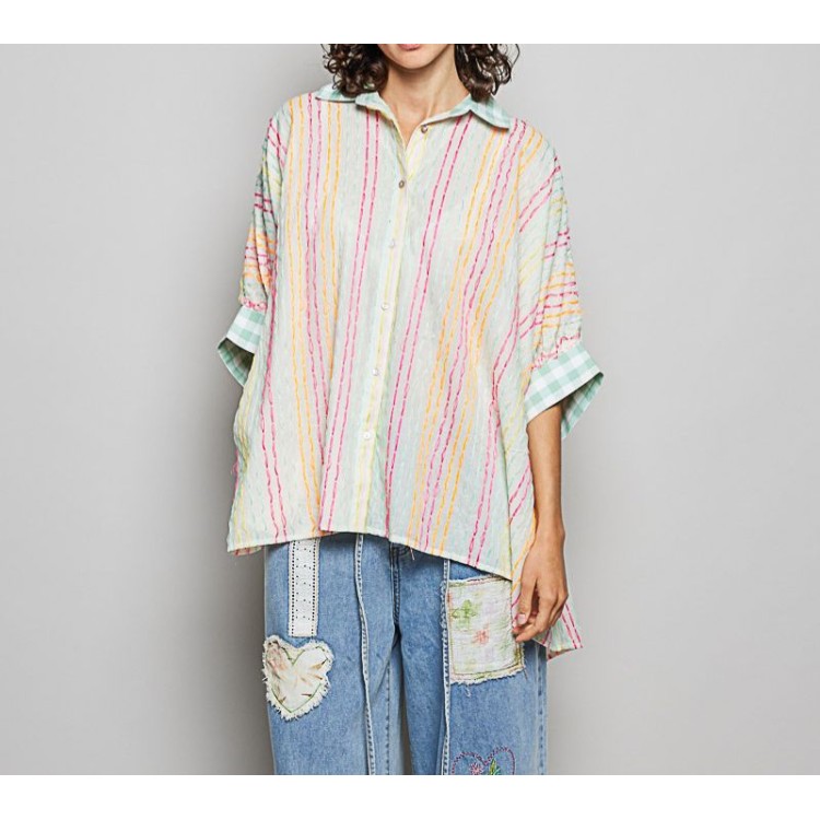 CAMISA IVORY MULTICOLOR LINEAS