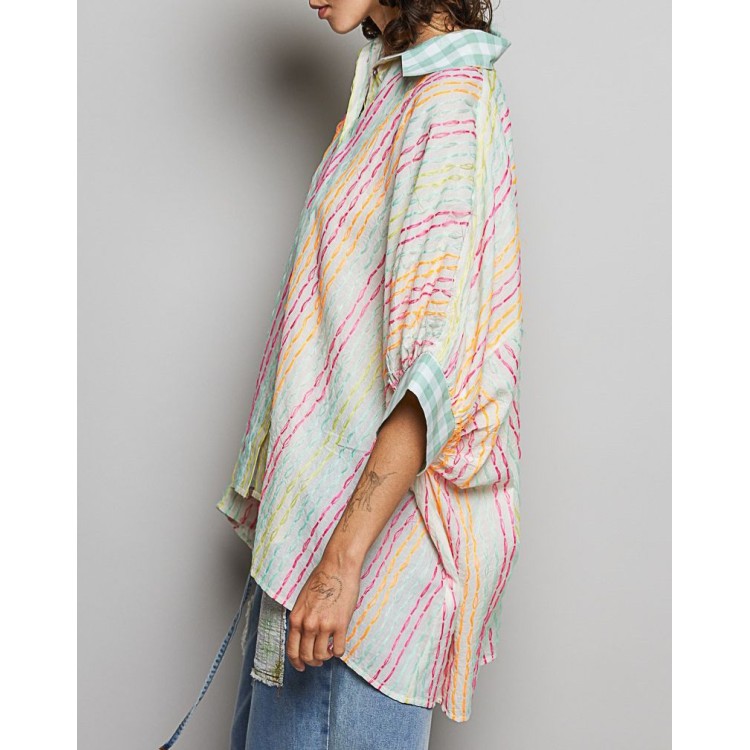 CAMISA IVORY MULTICOLOR LINEAS