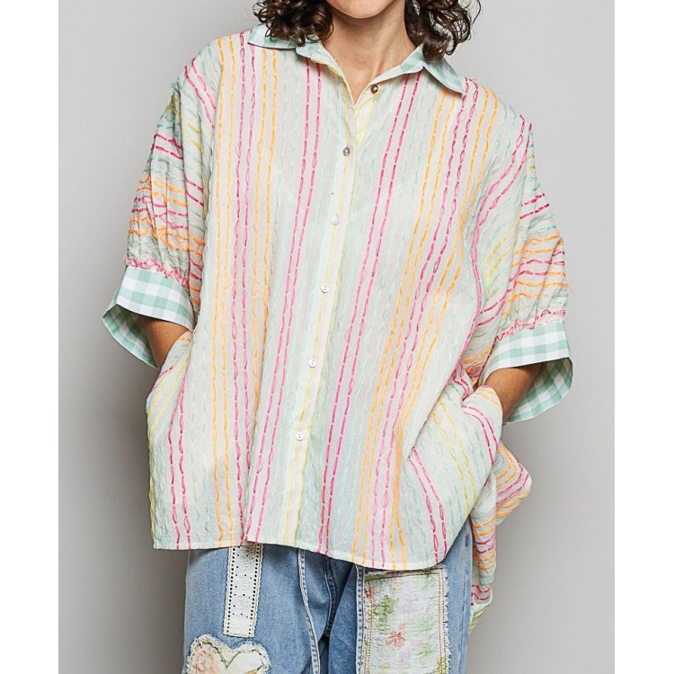 CAMISA IVORY MULTICOLOR LINEAS