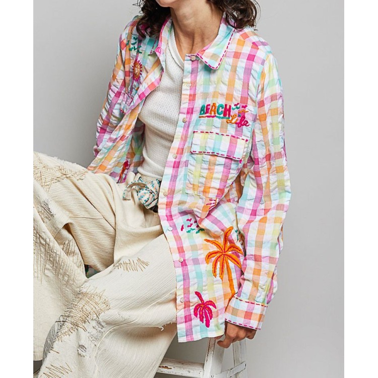 CAMISA MULTI NARANJA ROSA