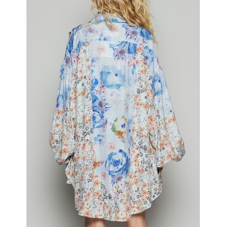 CAMISA AZUL MULTI FLORES