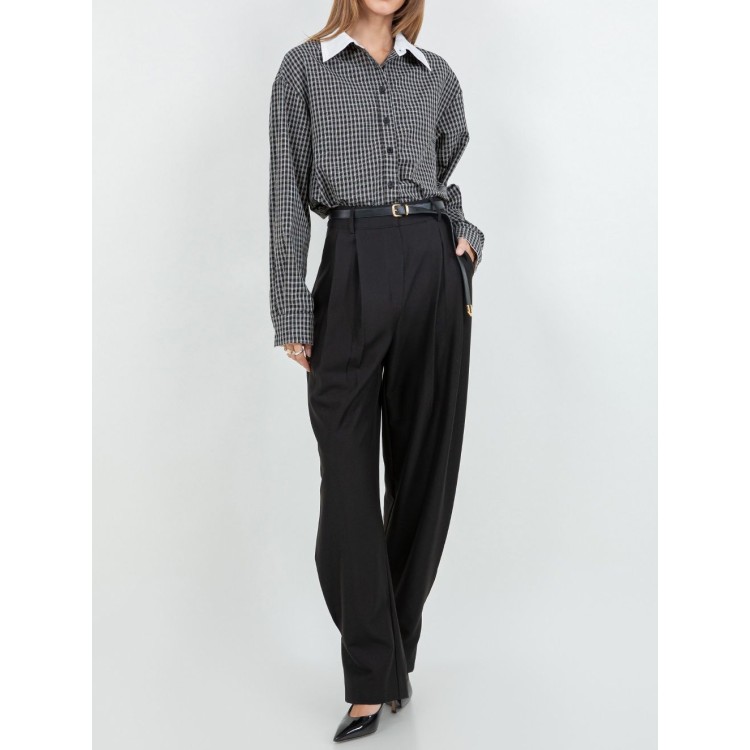 CAMISA TARTAN NEGRO CON BLANCO