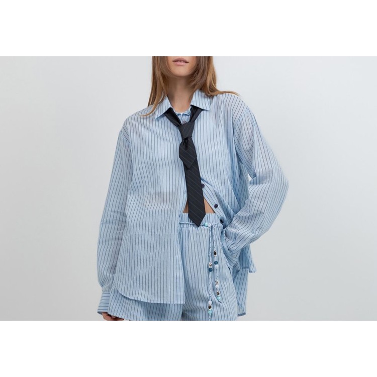 CAMISA AZUL RAYAS CORBATA