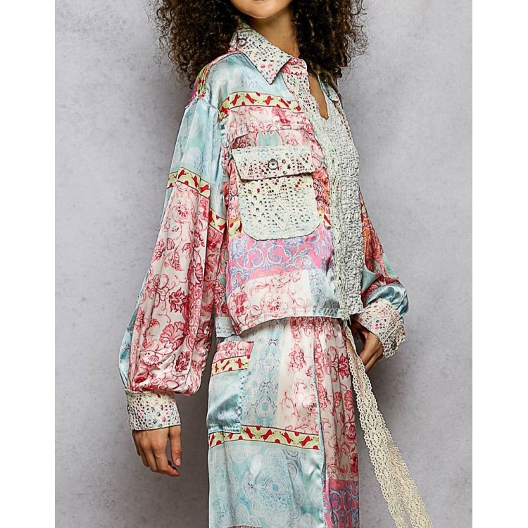 CAMISA SEDA ROSA MULTI