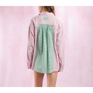 CAMISOLA LINEAS ROSA/VERDE
