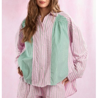 CAMISOLA LINEAS ROSA/VERDE