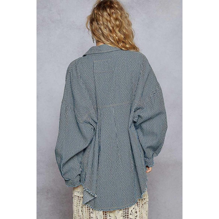 CAMISERA DENIM RAYAS CLARA