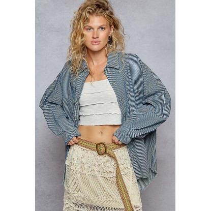 CAMISERA DENIM RAYAS CLARA