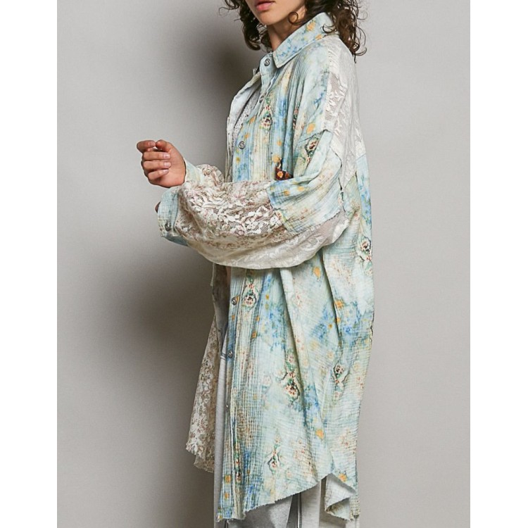 CAMISERA LARGA AMOR Y PAZ ENCAJE