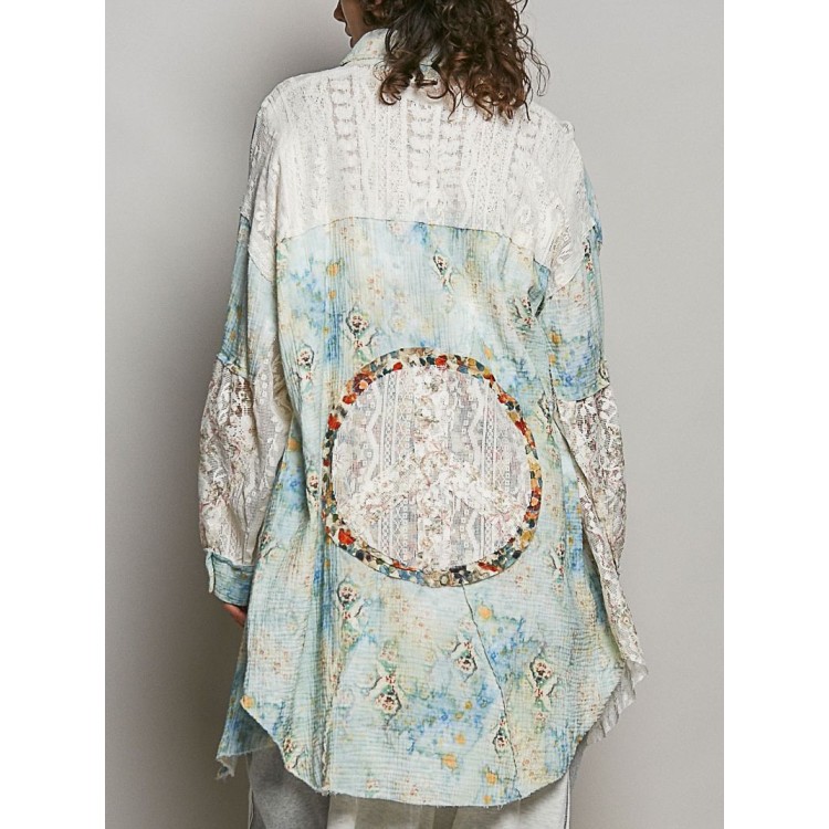 CAMISERA LARGA AMOR Y PAZ ENCAJE