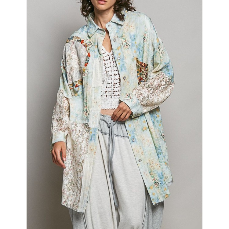 CAMISERA LARGA AMOR Y PAZ ENCAJE