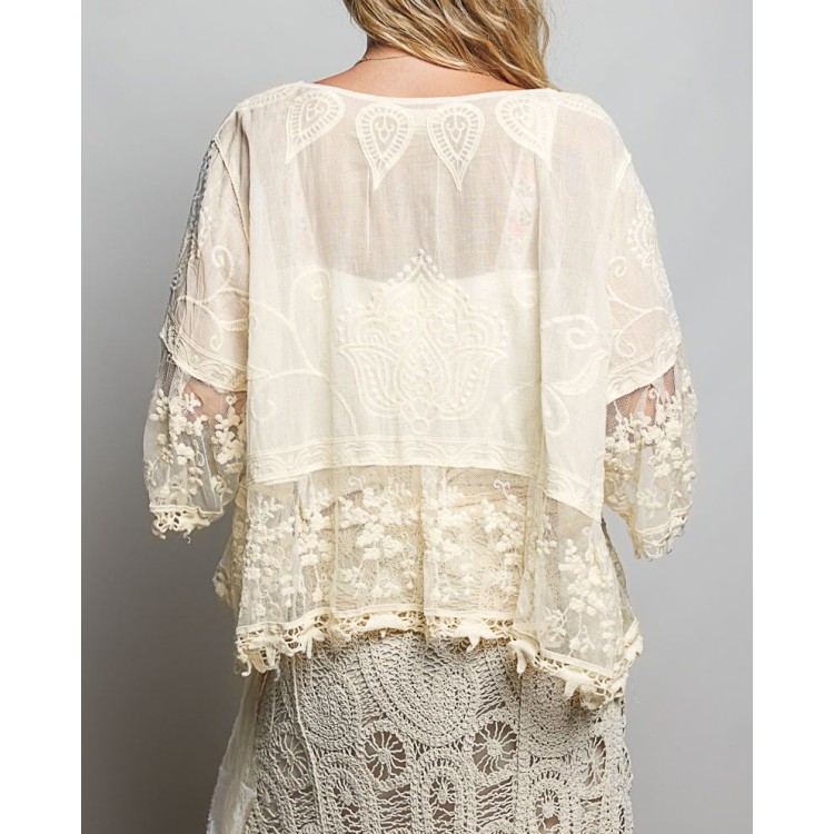 CARDIGAN NATURAL CROCHET