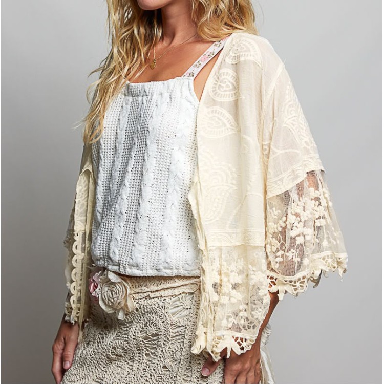 CARDIGAN NATURAL CROCHET
