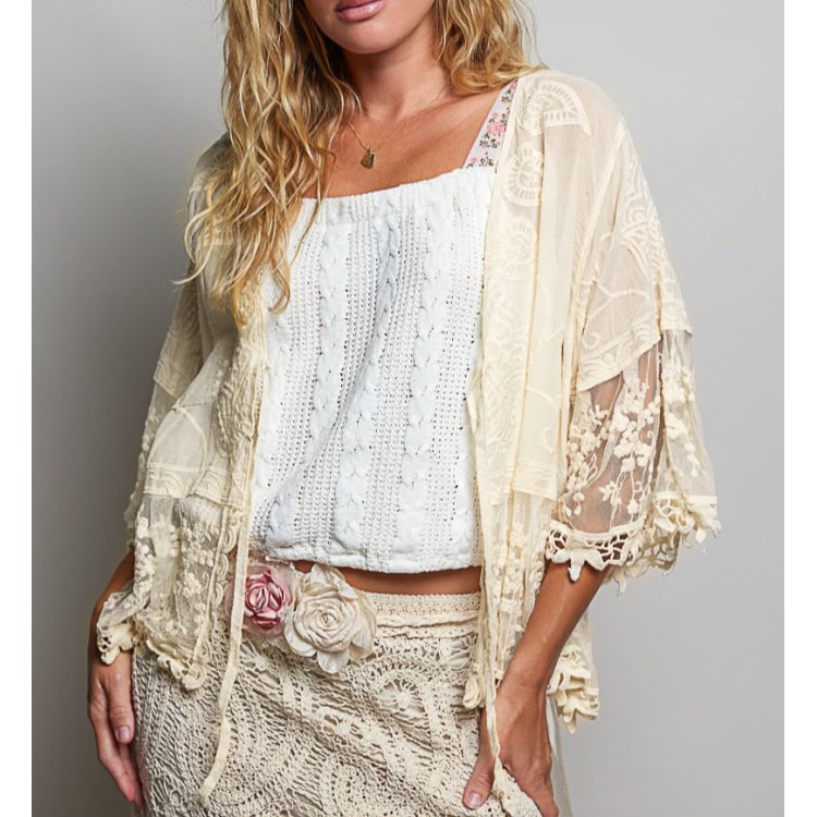 CARDIGAN NATURAL CROCHET