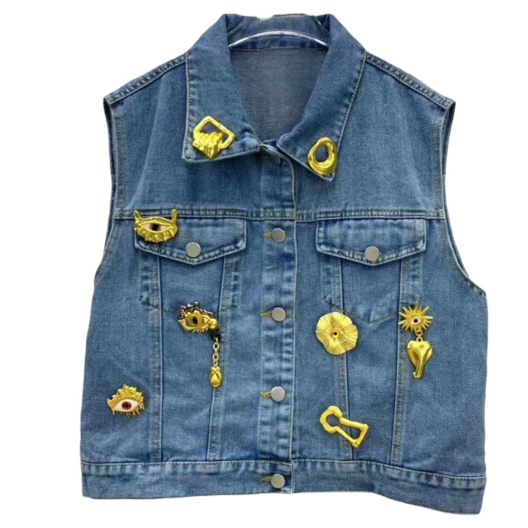 CHALECO DENIM AZUL BOTONES