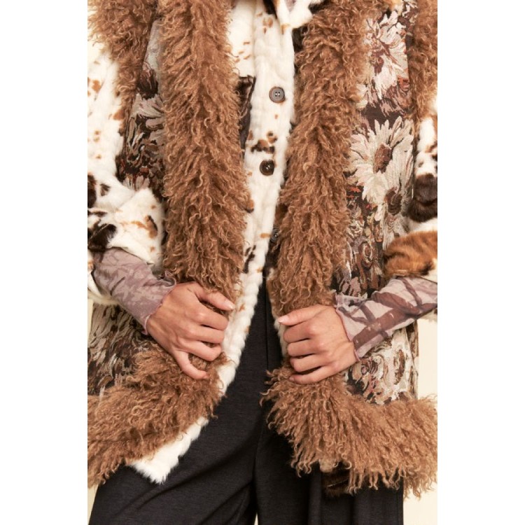 CHALECO FLORAL CAFE PELUCHE