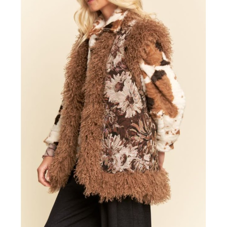 CHALECO FLORAL CAFE PELUCHE