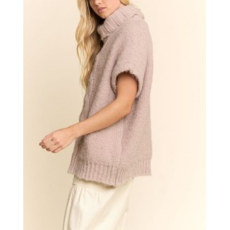 CHALECO TAUPE TEJIDO TRENZA