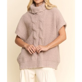 CHALECO TAUPE TEJIDO TRENZA