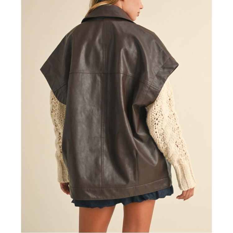 CHALECO MAXI VINIPIEL CAFÉ