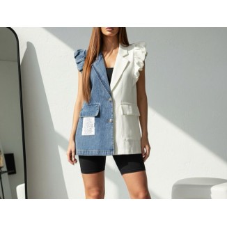 CHALECO DECONSTRUIDO DENIM BLANCO