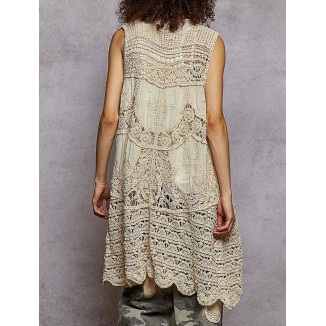 CHALECO LARGO CROCHET NATURAL