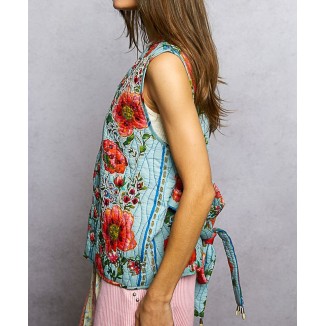 CHALECO AZUL FLORES