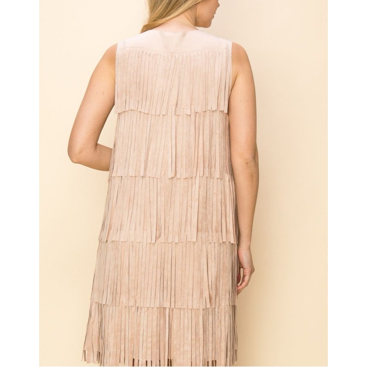 CHALECO LARGO FLECOS BLUSH