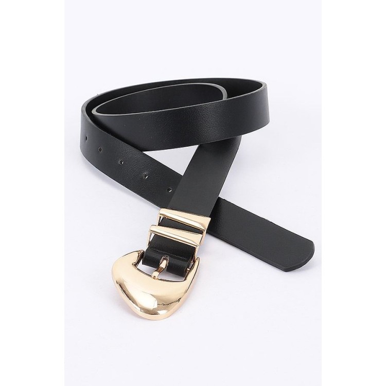 CINTO NEGRO HEBILLA DORADO CROMO