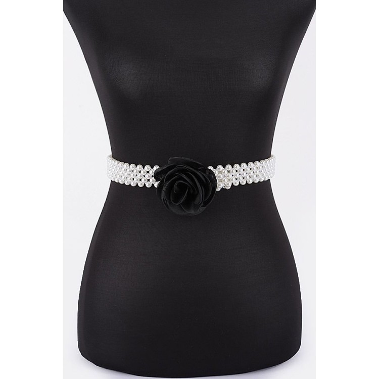 CINTO FLOR NEGRO G PERLAS