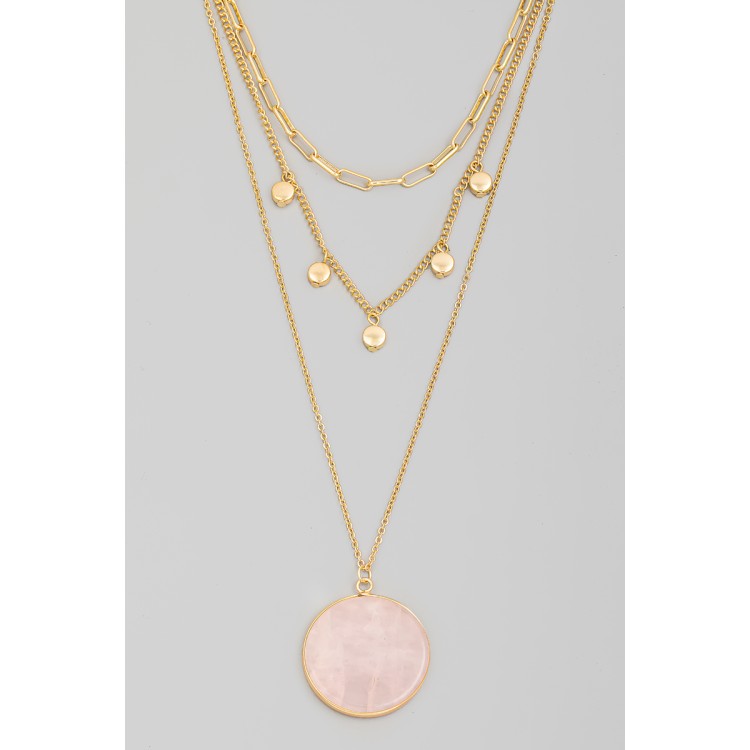 Collar cadenas dije rosa 