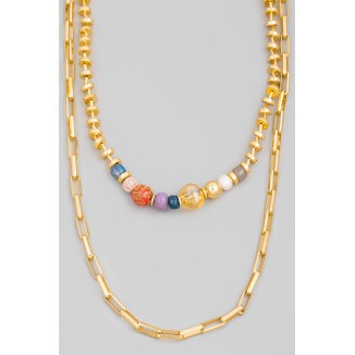 Collar dorado tiras colores 