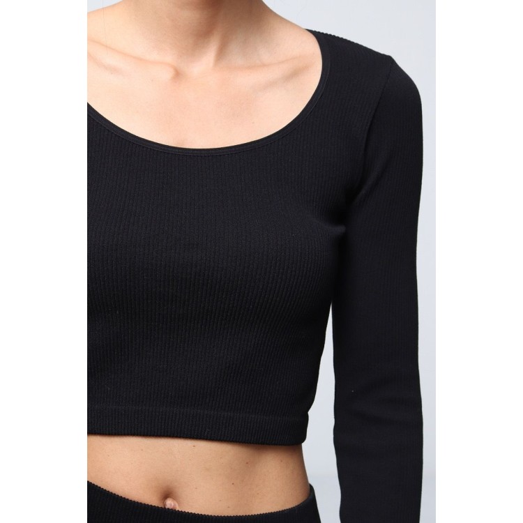 CROPTOP BASICO LICRA NEGRO 