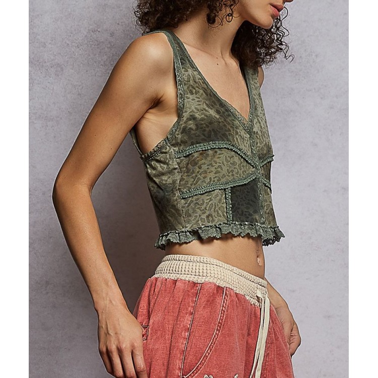 CROPTOP OLIVO LEOPARD