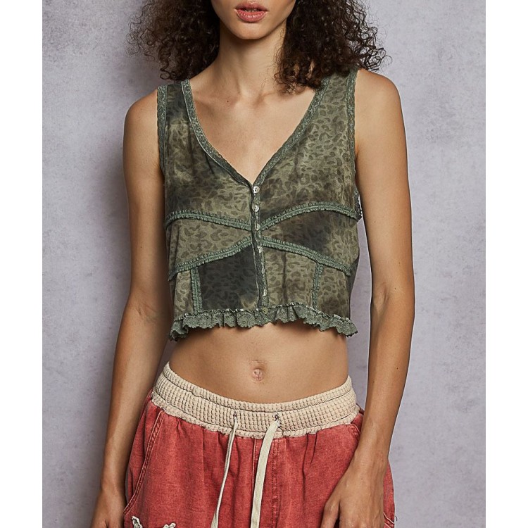 CROPTOP OLIVO LEOPARD