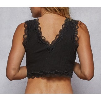 CROPTOP ORILLA ENCAJE NEGRO