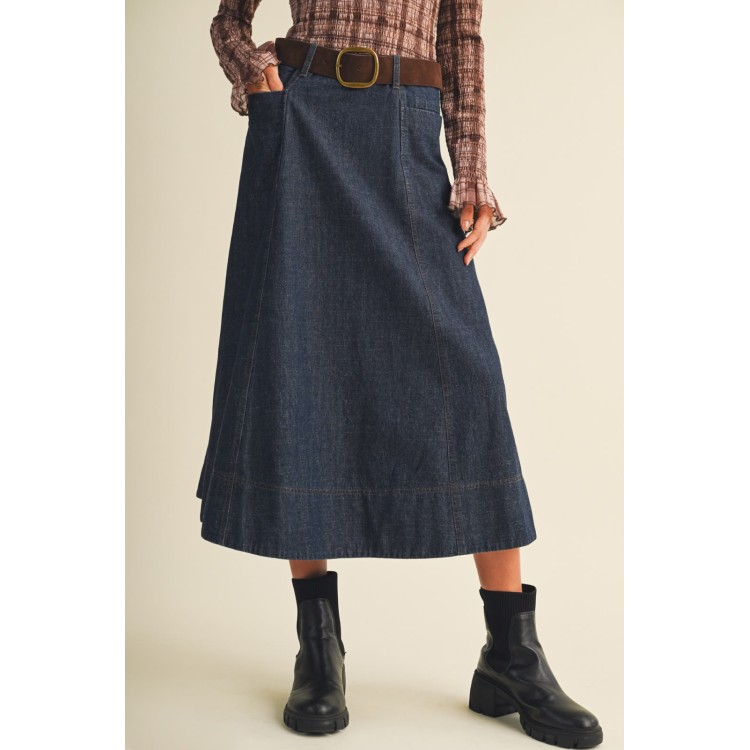 FALDA DENIM MIDI DARK