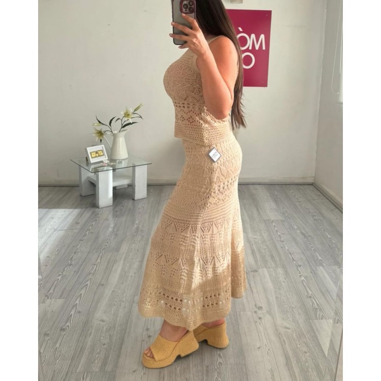 FALDA CROCHET TAUPE