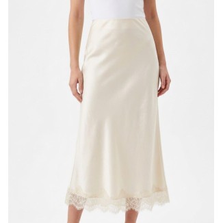 FALDA CREMA SATIN LARGA