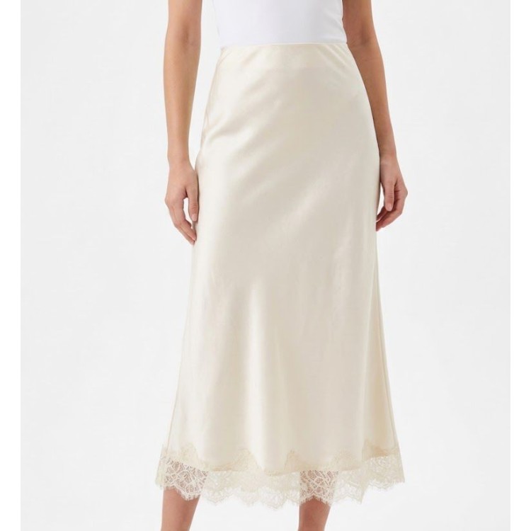 FALDA CREMA SATIN LARGA