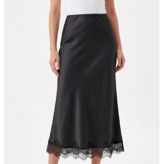 FALDA NEGRA SATIN LARGA