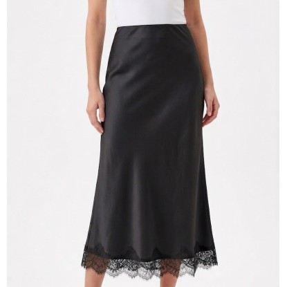 FALDA NEGRA SATIN LARGA
