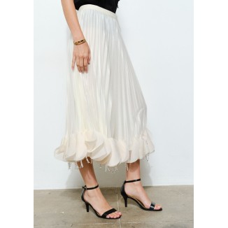 FALDA LARGA PETALOS CREMA