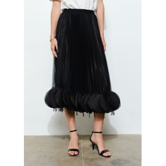 FALDA LARGA PETALOS NEGRA